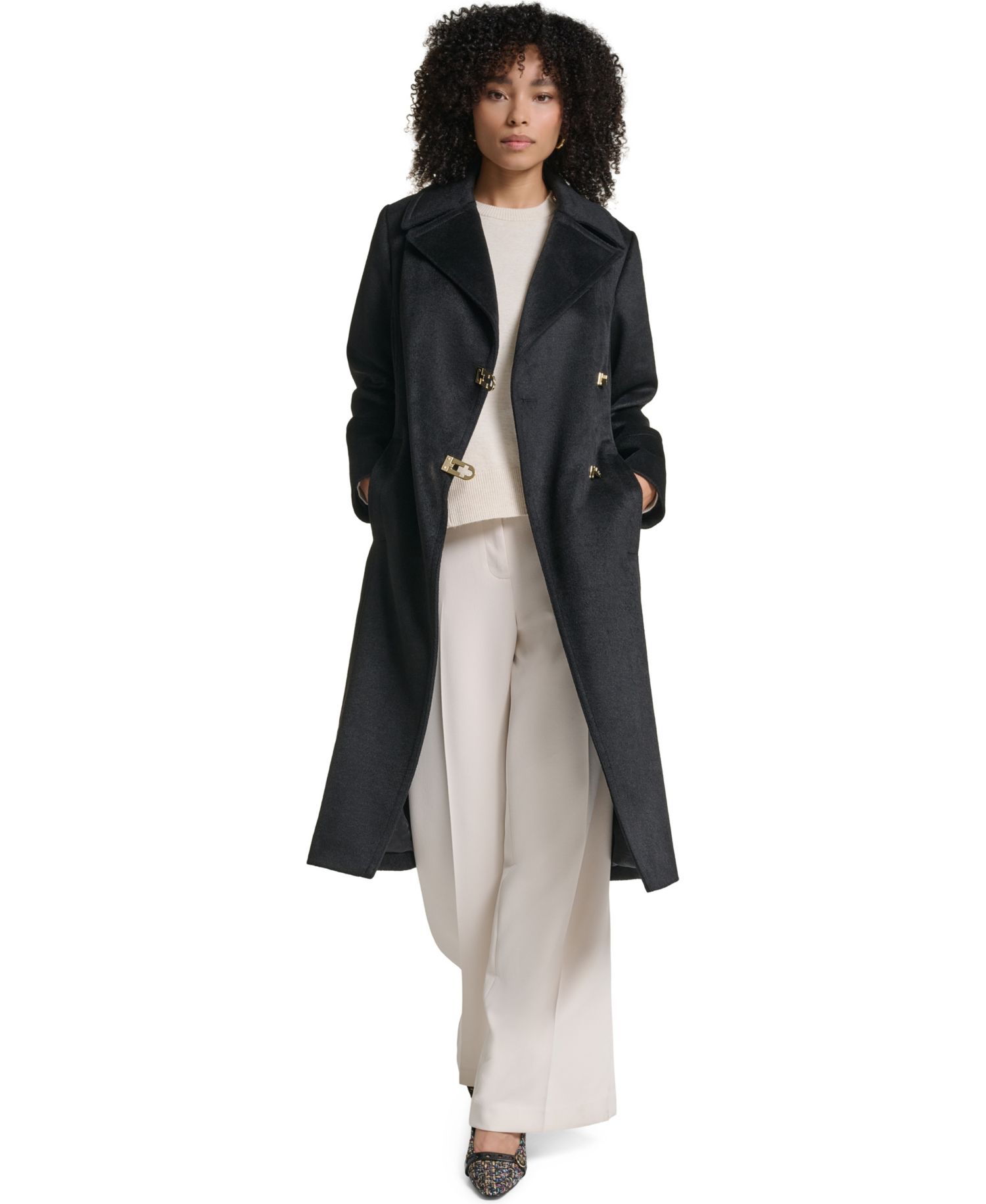 Women's Long Wool-Blend Toggle Coat
