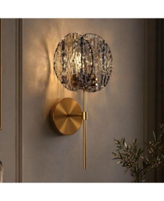 15" Modern Wall Sconce, Bathroom Wall Light Fixture with Smoke Glass Shade, UL Listed