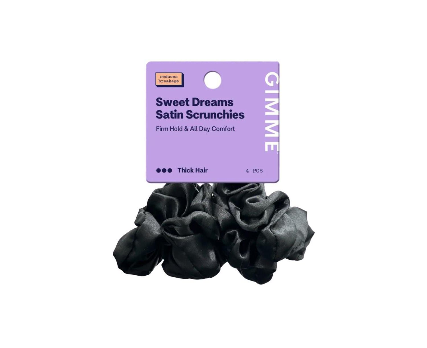 Large Satin Hair Scrunchies Soft, No Breakage Bands Perfect for Thick Hair and Bedtime Wear 4 Pack