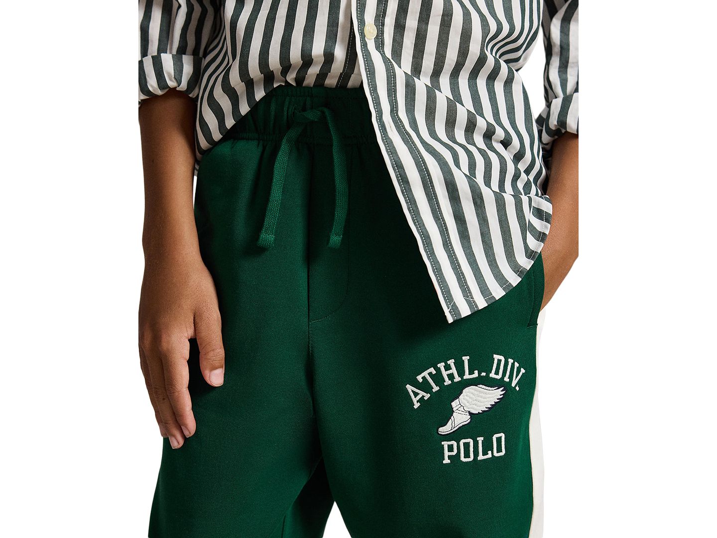 Брюки Polo Ralph Lauren Logo Double-Knit Track для мальчиков, цвет: Тёмно-зелёный — фото 3
