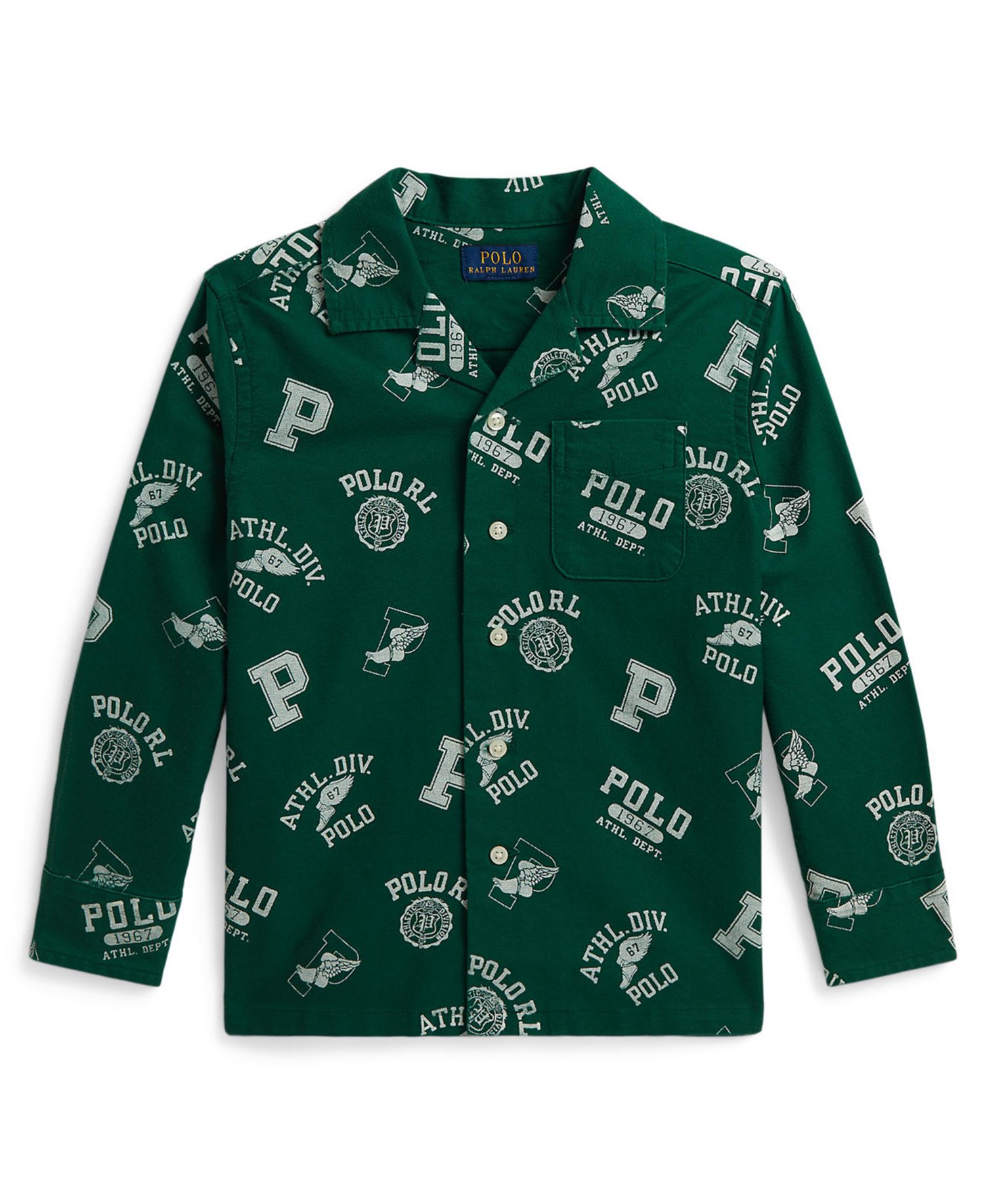 Boys' 2T-7 Print Cotton Oxford Shirt