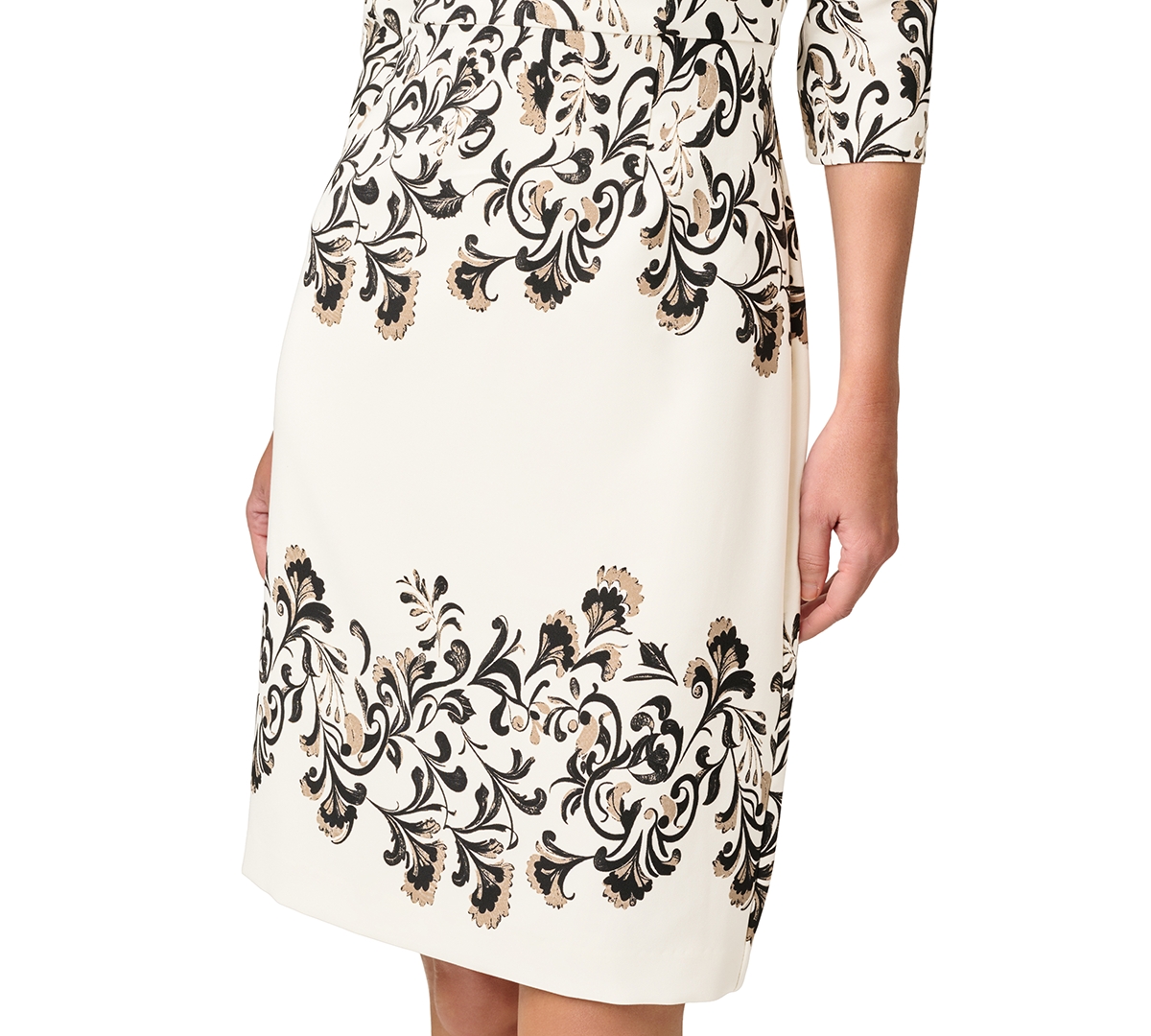 Adrianna Papell Petite Placement Print Floral Sheath Boat Neck Dress