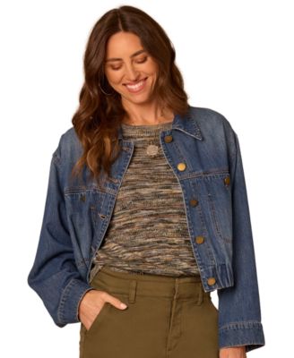 Women's Petite Denim Bubble-Hem Jacket
