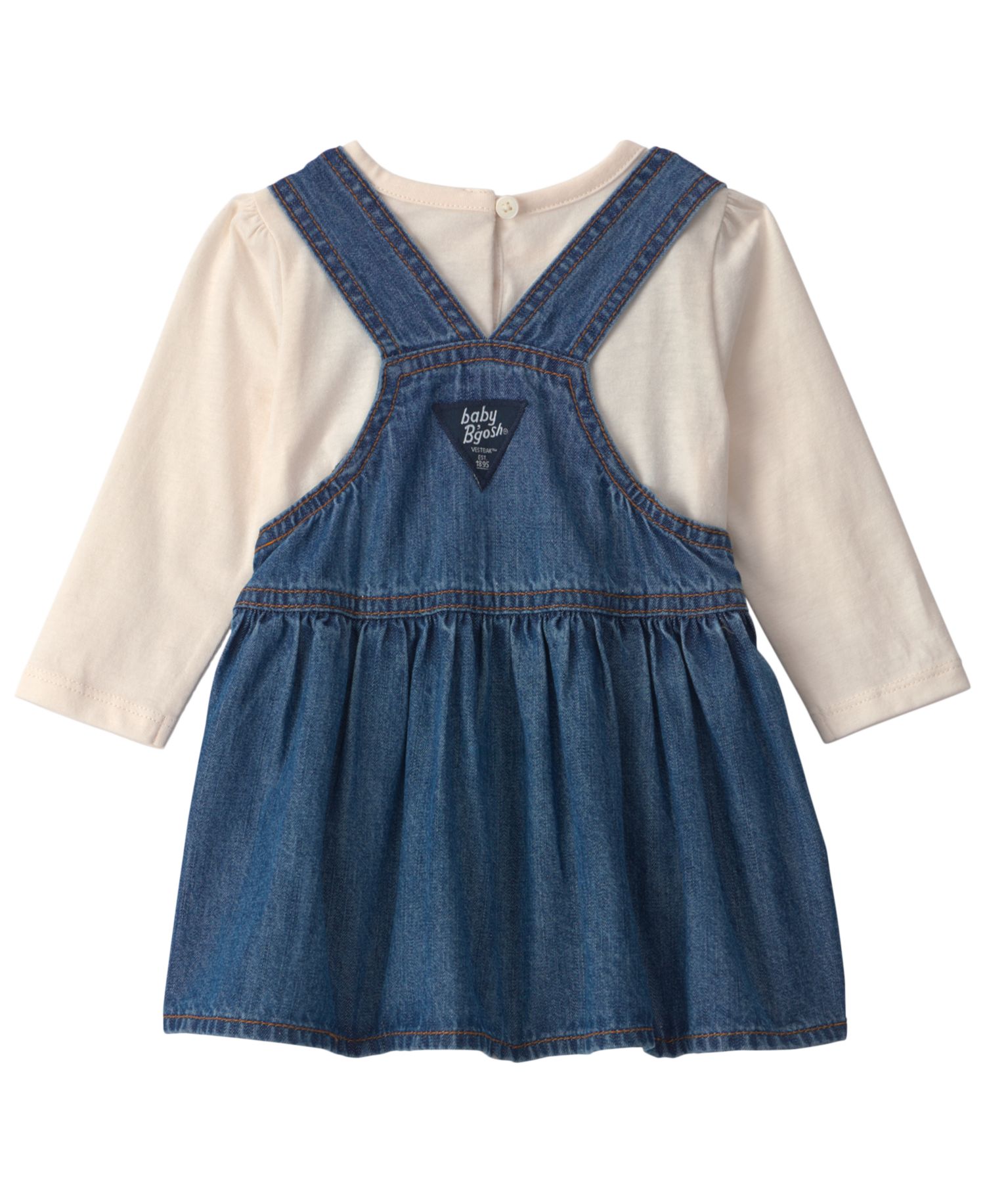Baby Girls' Long-Sleeve Top and Denim Skirtall, 2-Piece Set