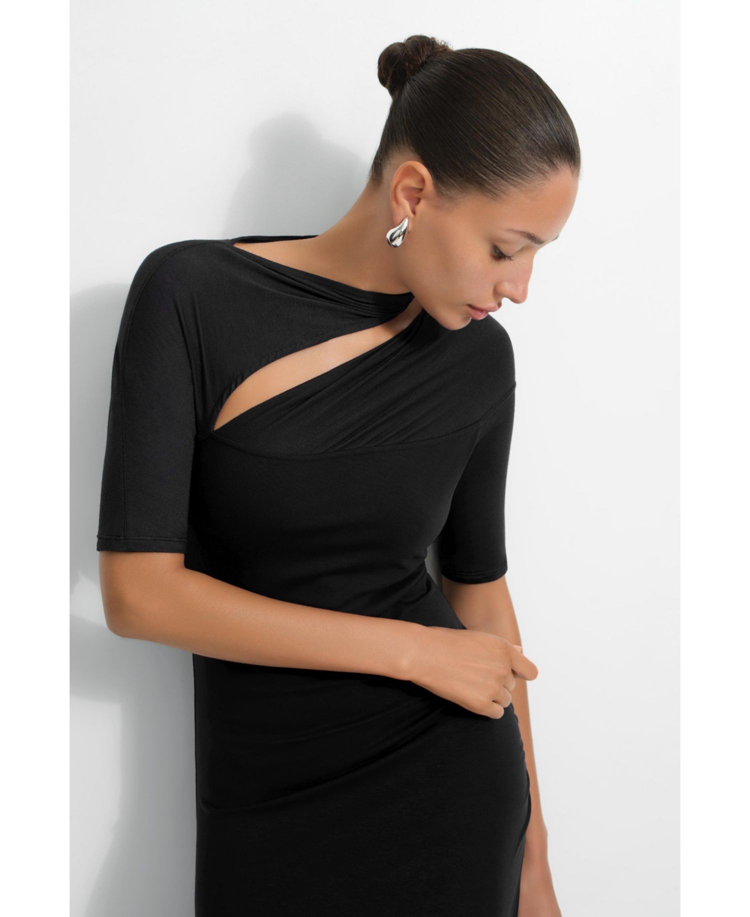 Women's Zola Cutout-Shoulder Jersey Midi Dress with Side Slit