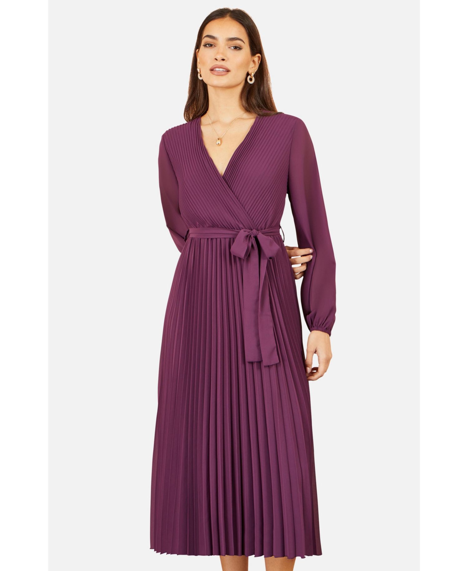 Women's Long-Sleeve Wrap Midi Dress