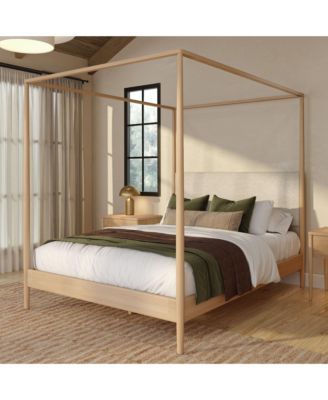 Harbor Queen Canopy Bed with Upholstered Headboard