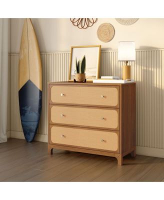 Elio and Rattan 3 Drawer Dresser