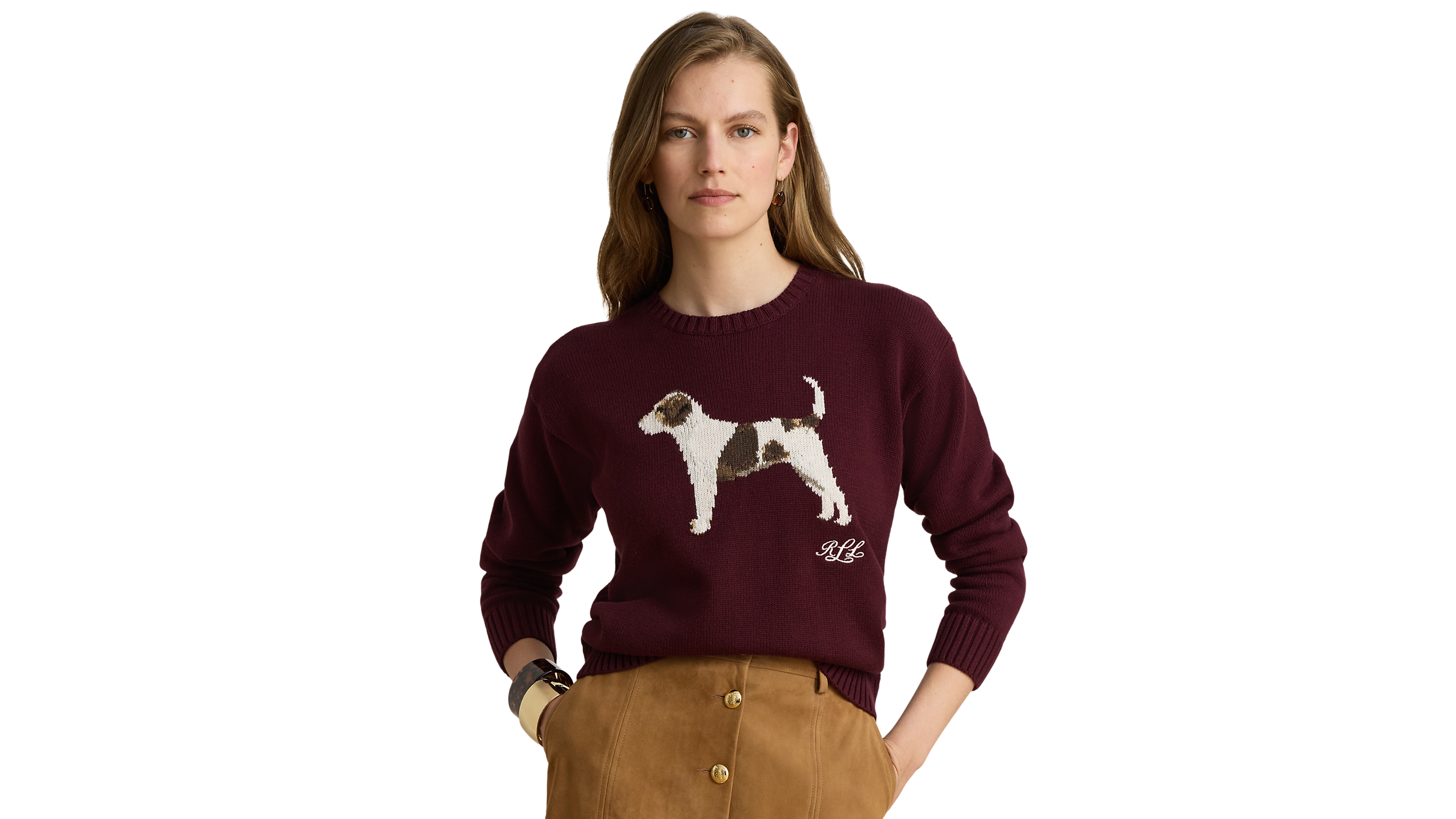 Lauren Ralph Petite Intarsia-Knit Crewneck Sweater