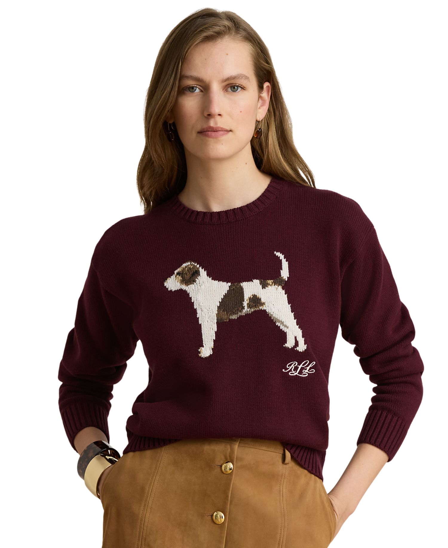 Petite Intarsia-Knit Crewneck Sweater