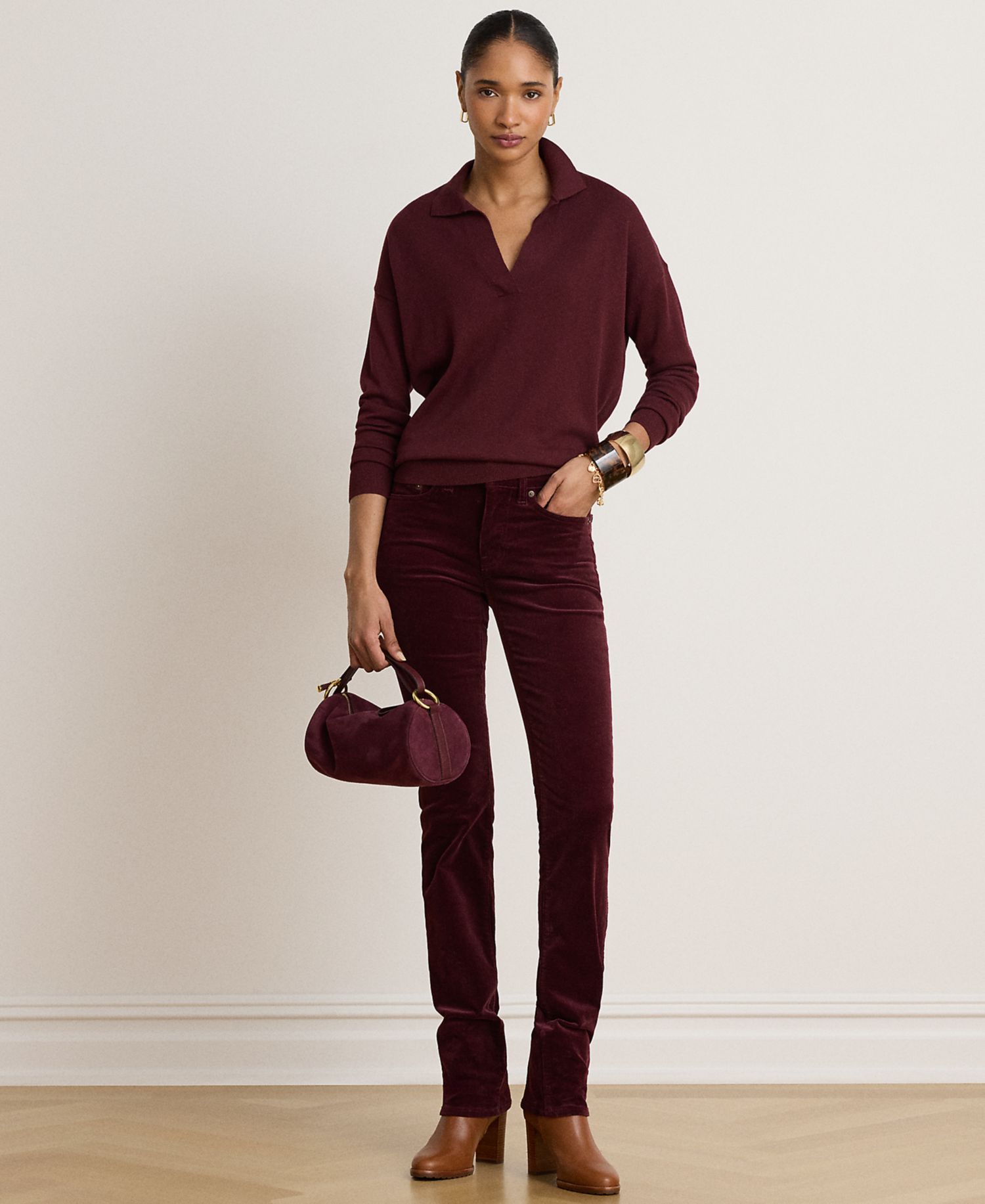 Women's Mid-Rise Slim-Straight Corduroy Pants