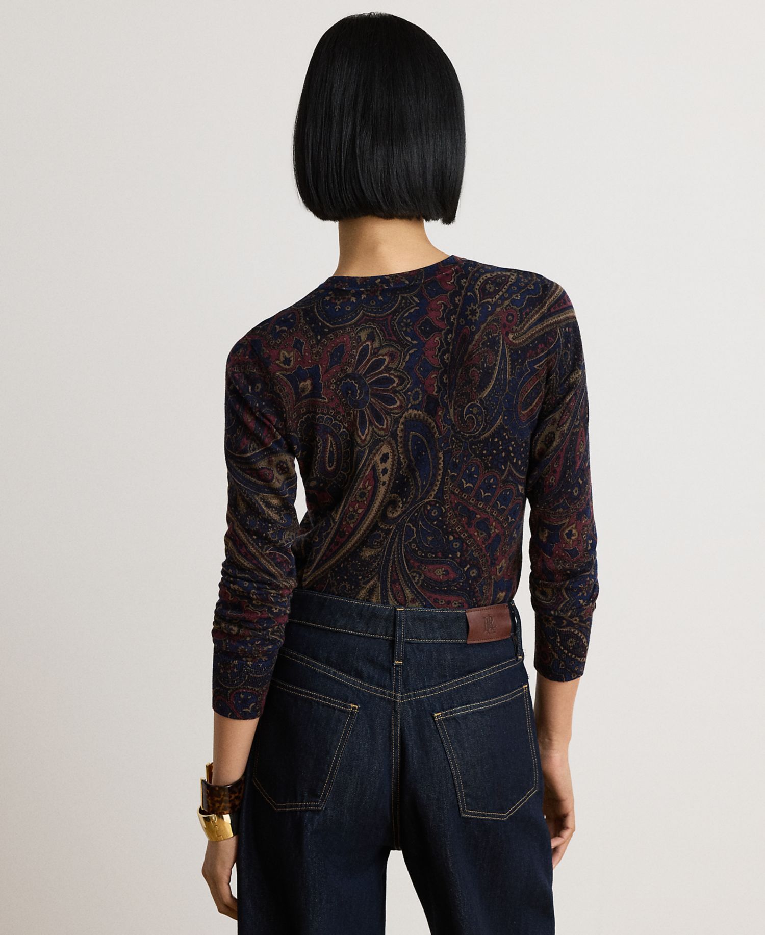Petite Paisley Cotton-Modal Blend Slim-Fit Sweater