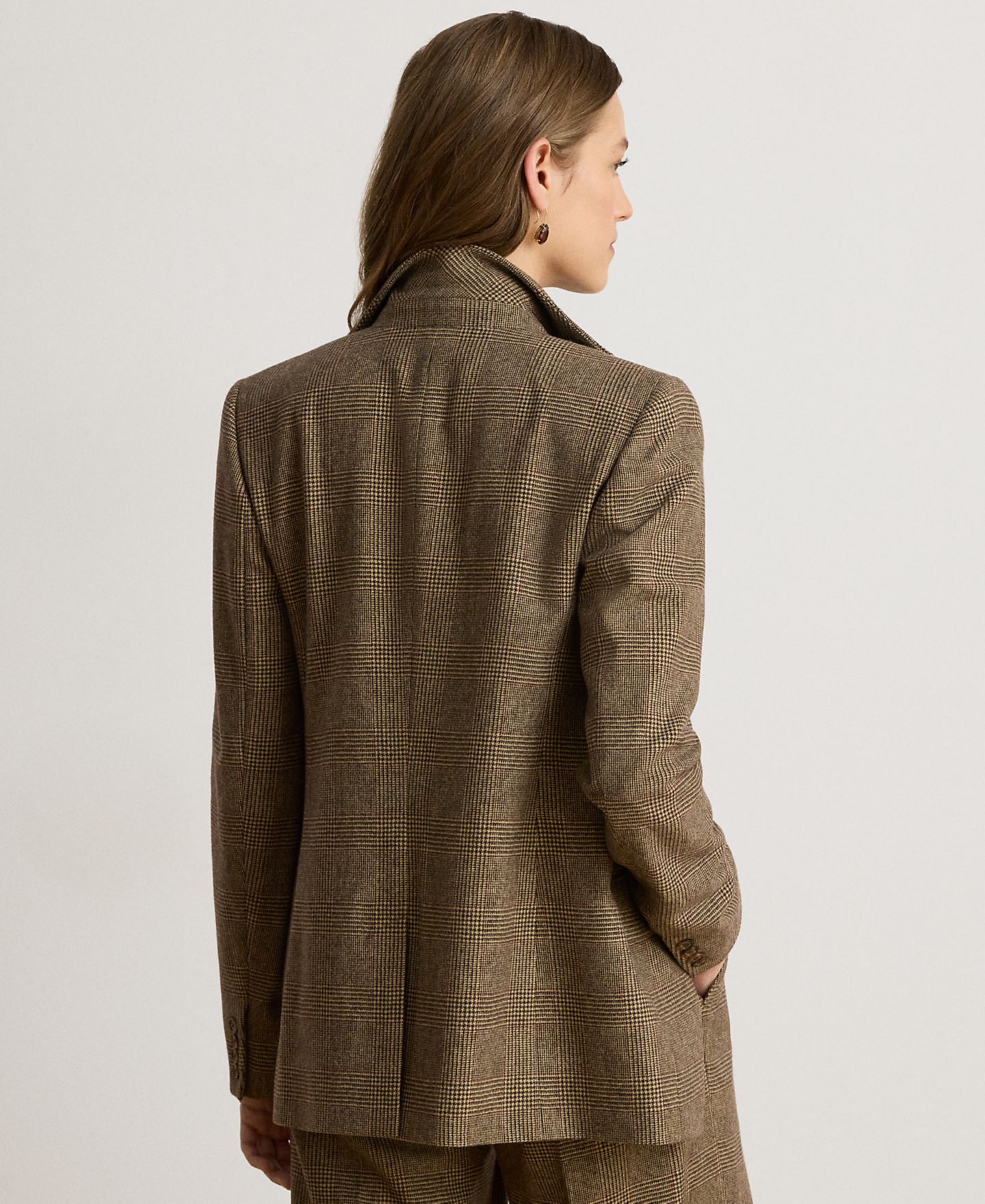 Женский пиджак Lauren Ralph Lauren Glen Plaid Wool Twill Tailored, цвет: Коричневый / Рыжевато-коричневый разноцветный — фото 5