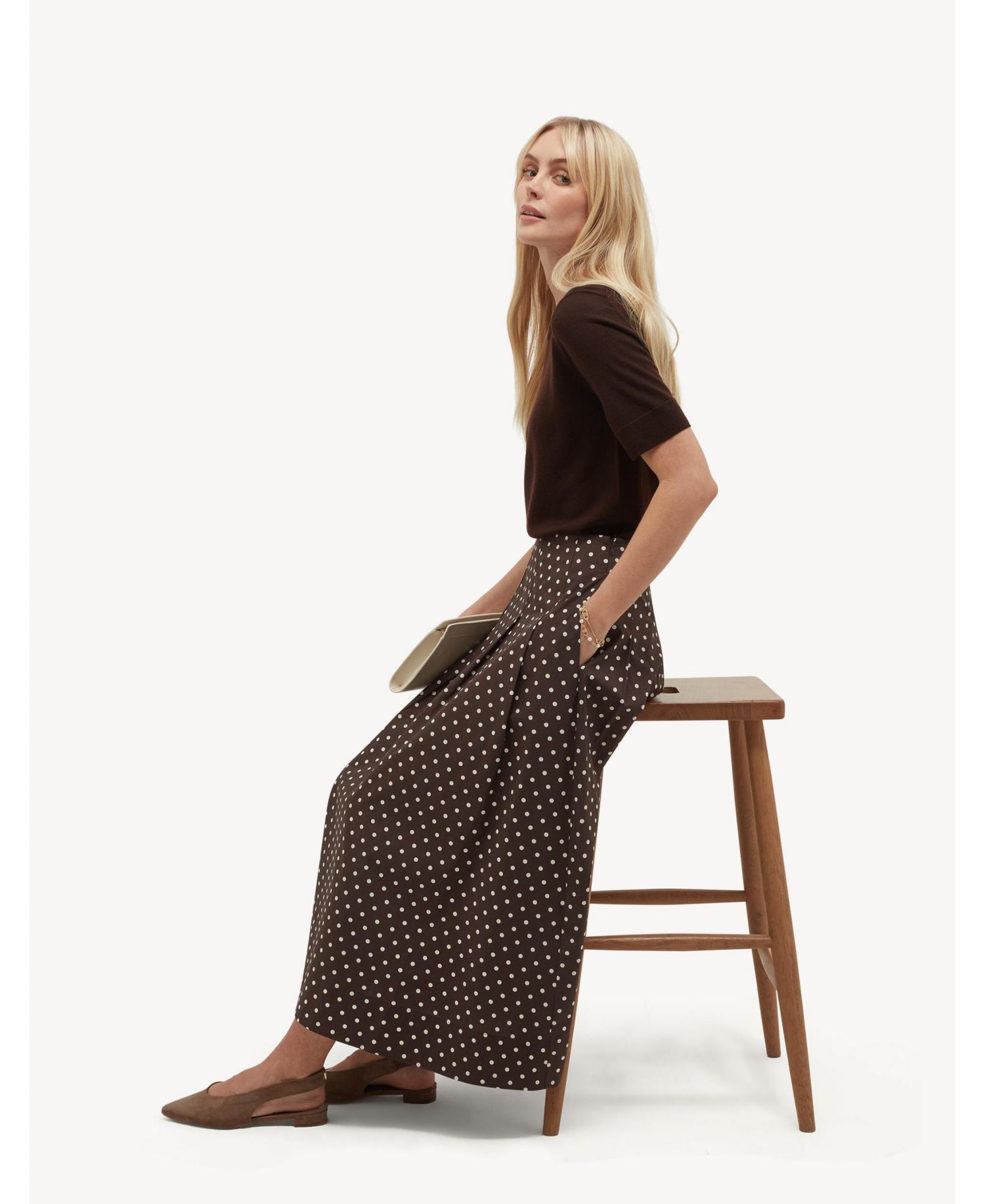 Women's Antonella Polka-Dot A-Line Midi Skirt