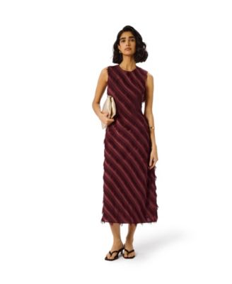 Women's Fringe-Textured Sleeveless Midi Dress