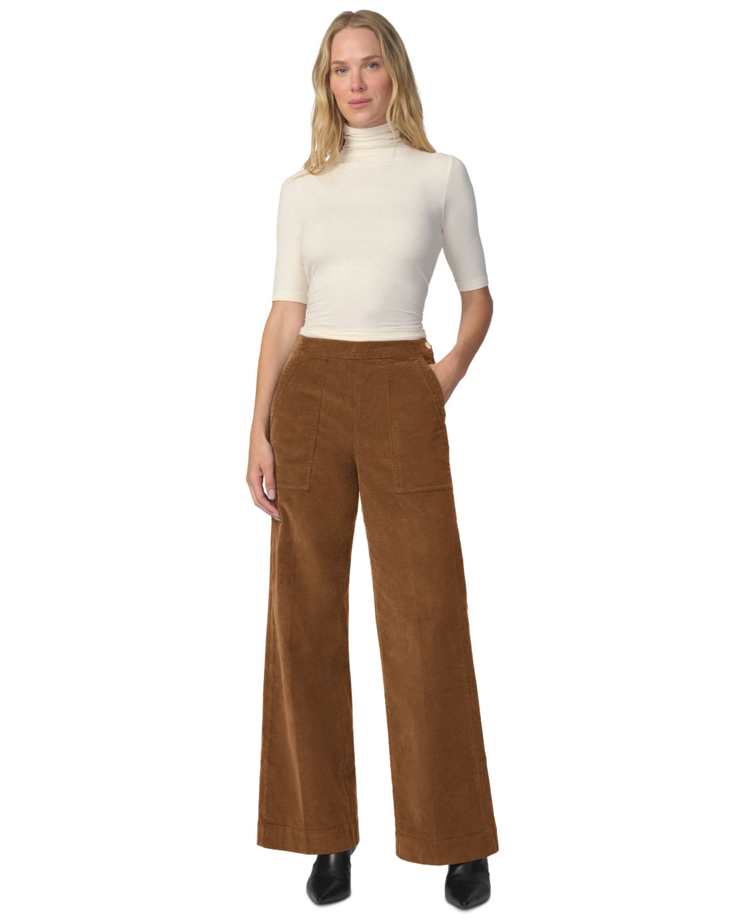 Women's The Side Zip Wide-Leg Corduroy High-Rise Pants