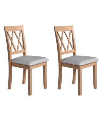 Set of 2 Upholstered Dining Chairs with Solid Wood Legs