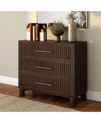 Sera Fluted 3 Drawer Dresser with Brass Handle