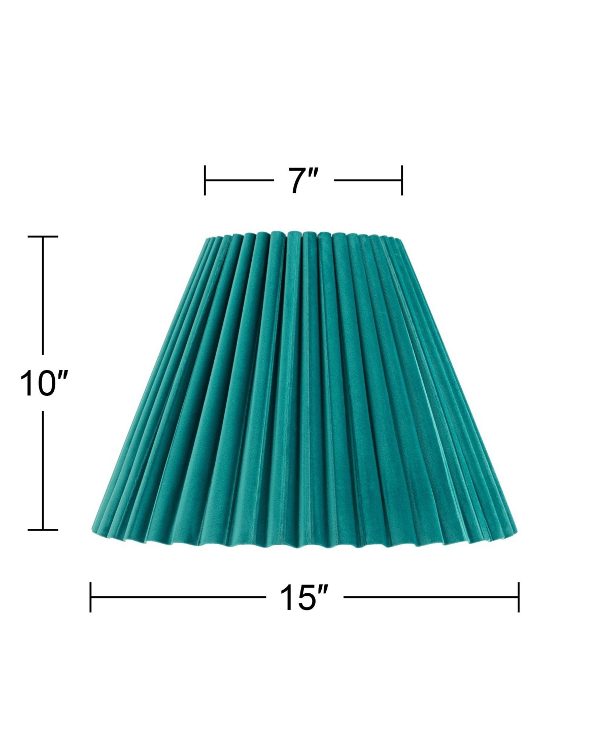 Springcrest 7" Top x 15" Bottom x 10" High x 10 3/4" Slant Lamp Shade Replacement Velvet Arc Pleated Spider Harp Finial