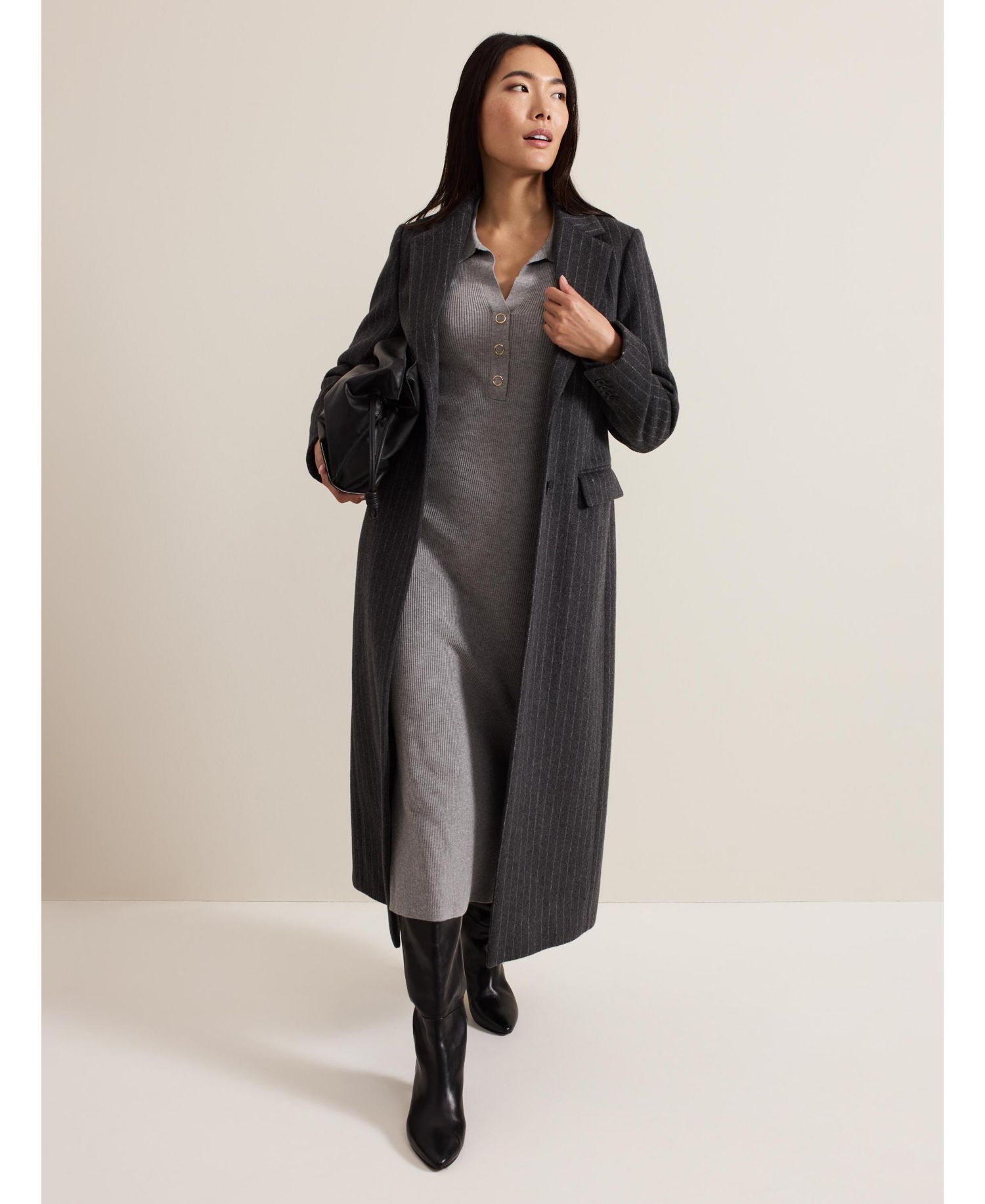 Women's Lucy Long-Sleeve Collared Ribbed-Knit Dress