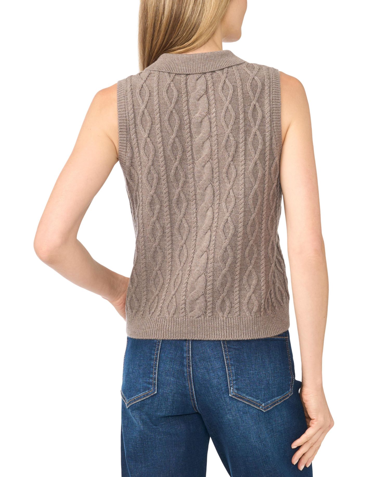 Women's Cable-Knit Collared Vest