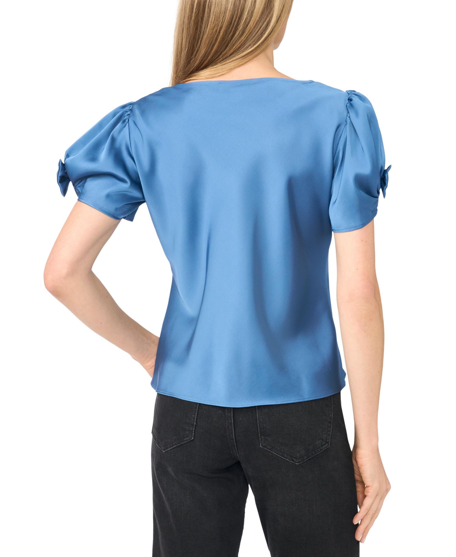 Women's Cowl Neck Bubble Short Sleeves Top