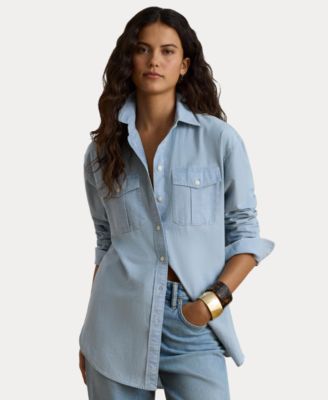 Women's Chambray Button-Up Long-Sleeve Shirt