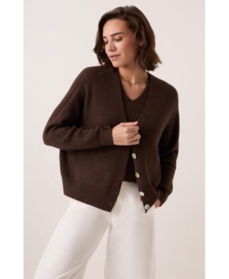 Women's Slouchy Ribbed V-Neck Cardigan