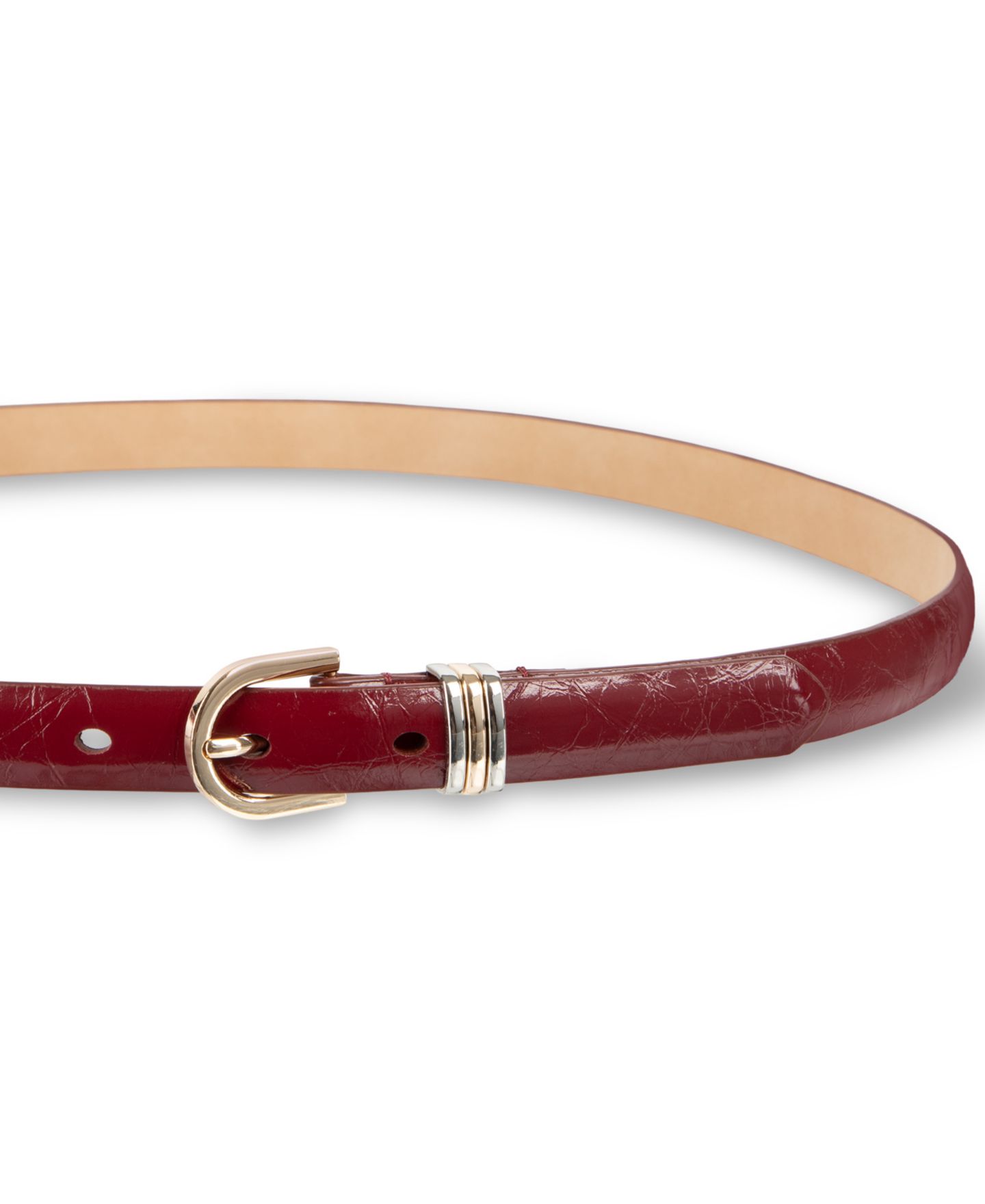 Женские ремни Calvin Klein Skinny Solid and Embossed Belt Set, цвет: Чёрный / Красный — фото 4