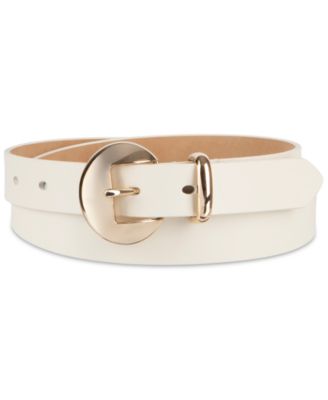 Orb Buckle and Metal Keeper Leather Belt