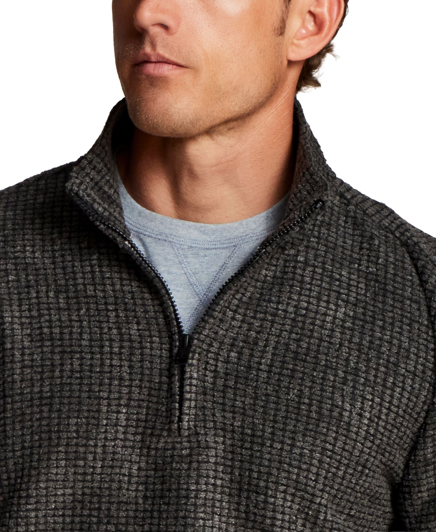 Men's Terry Grid Fleece Quarter-Zip Sweater