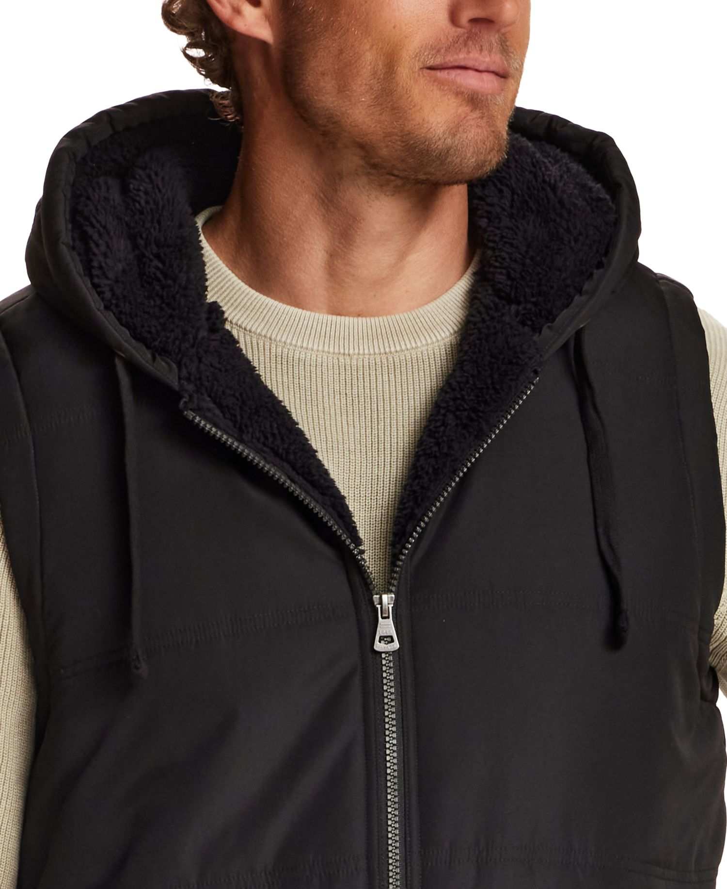 Men's Sherpa Hooded Full-Zip Vest