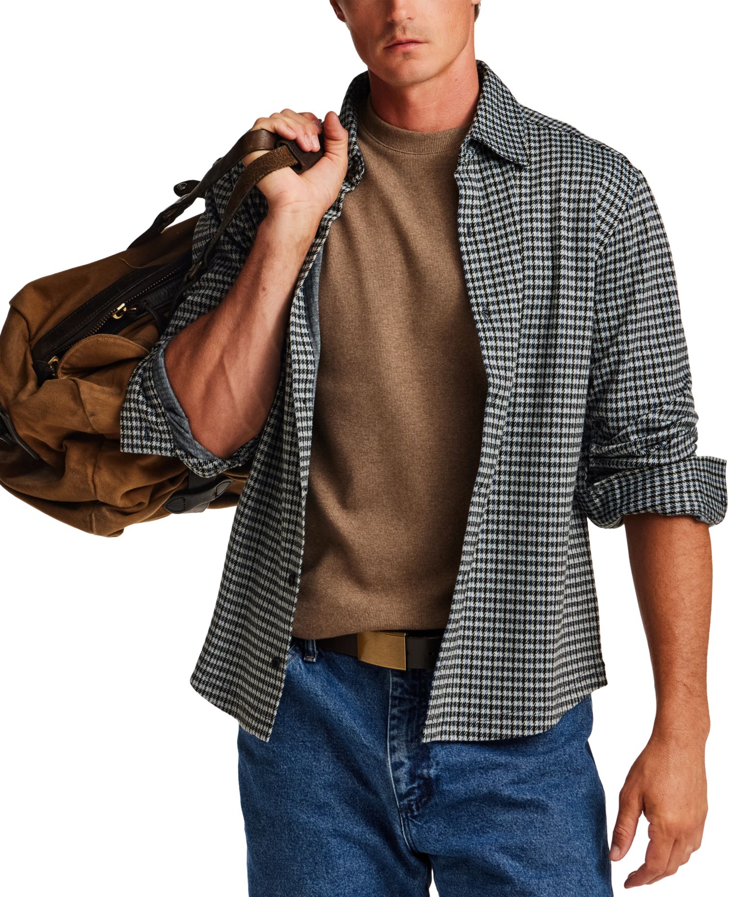 Men's Knit Check Long-Sleeve Shirt