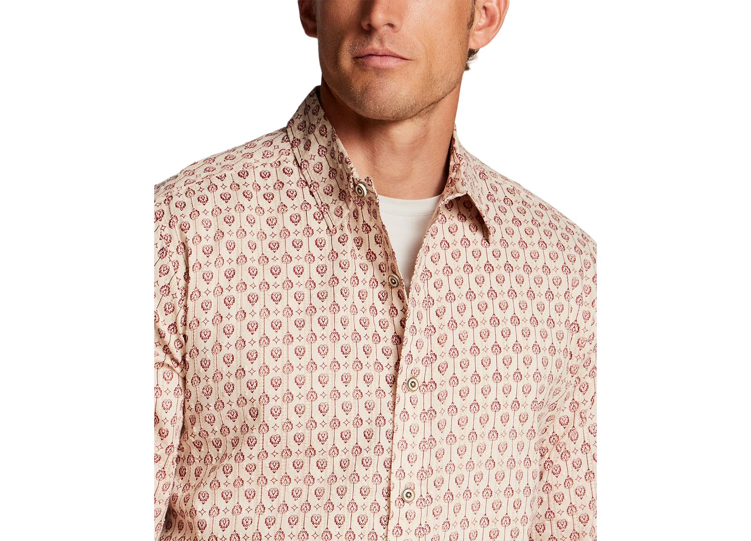 Men's Dobby Motif Holiday Print Shirt