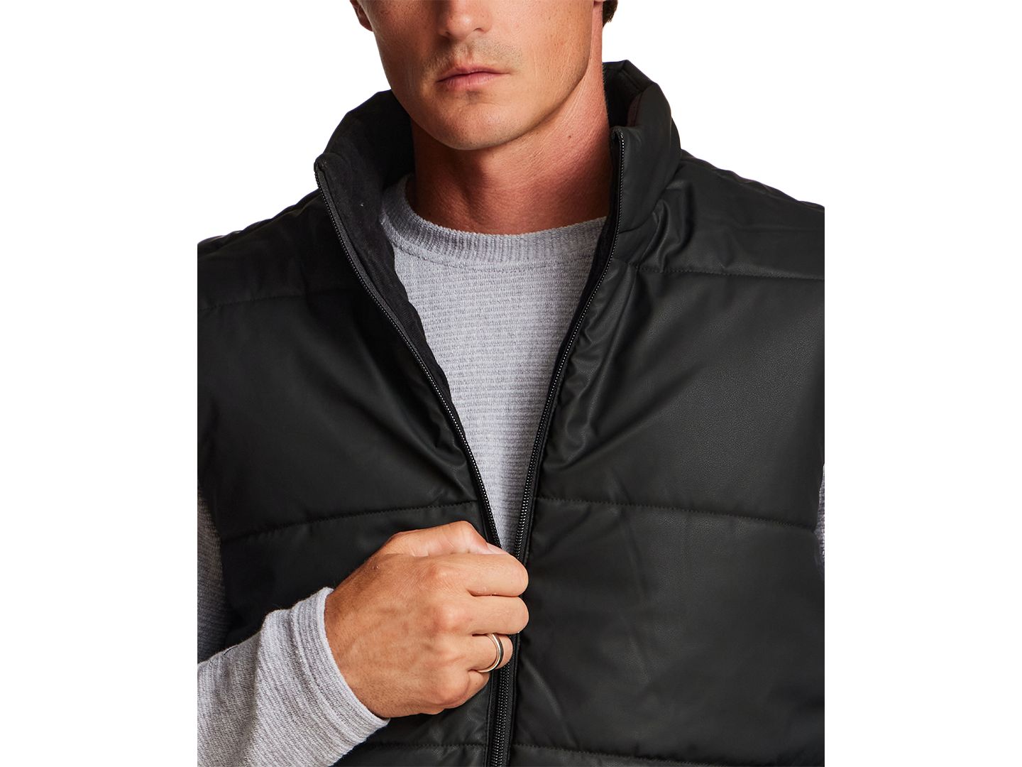 Мужской жилет Weatherproof Vintage Matte Full-Zip Puffer Vest, цвет: Чёрный — фото 4