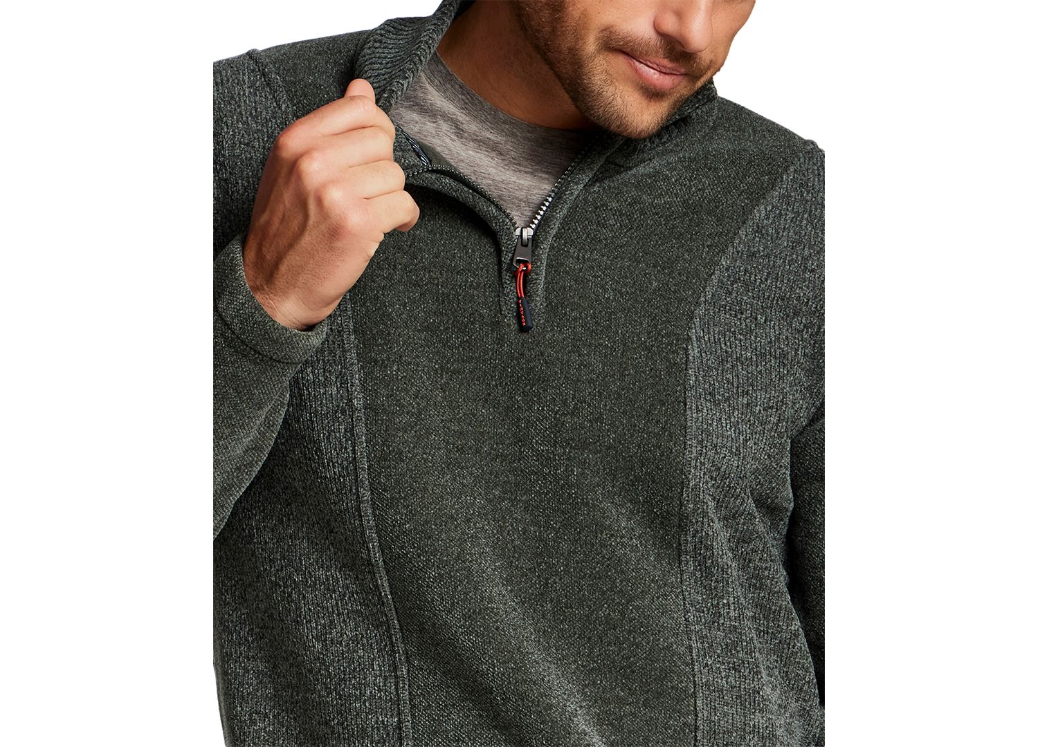 Men's Chenille Elastic Drawcord Quarter-Zip Sweater