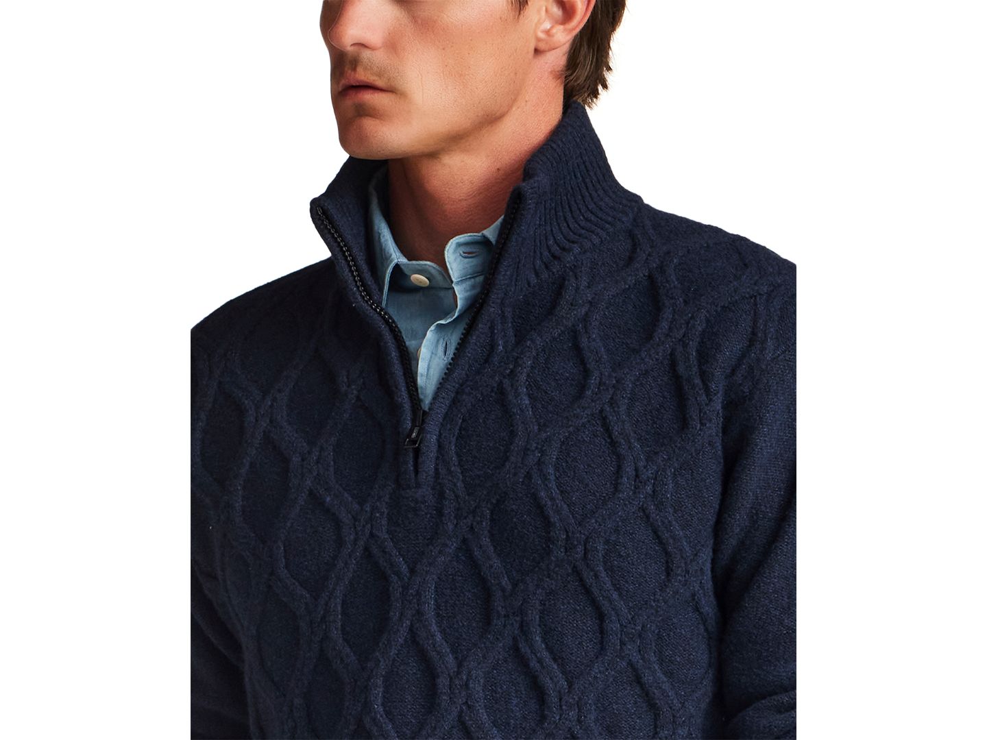Мужской свитер Weatherproof Vintage Trellis Textured Fuzzy Quarter-Zip, цвет: Тёмно-синий — фото 5