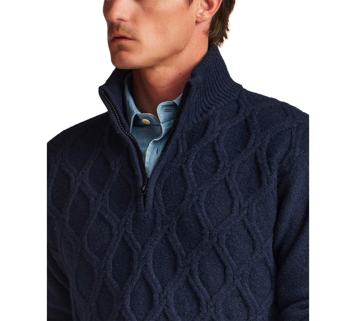 Weatherproof Vintage Men's Trellis Textured Fuzzy Quarter-Zip Sweater