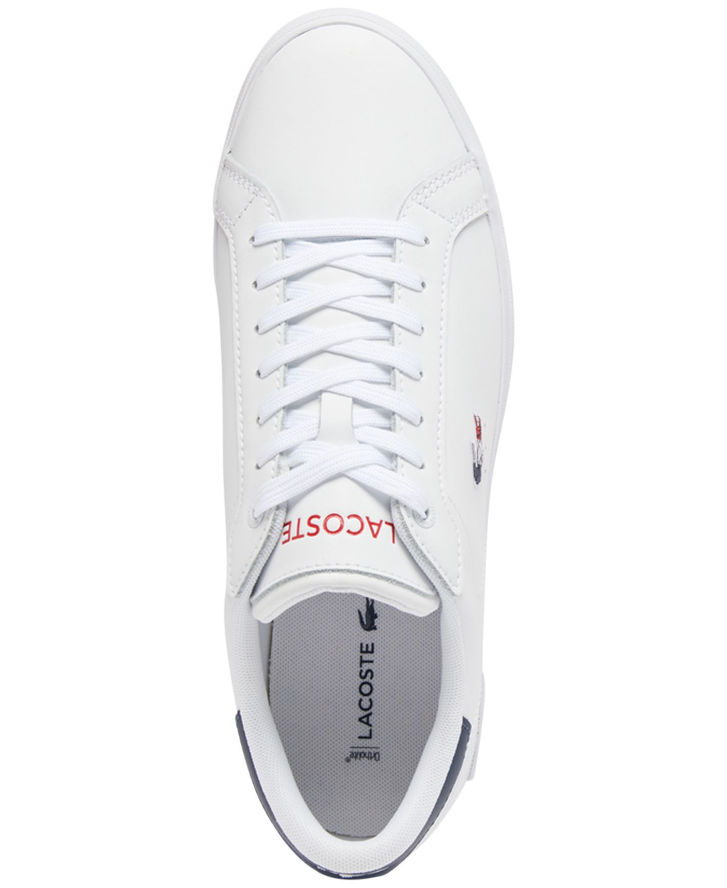 Мужские кроссовки Lacoste Powercourt Leather Lace-Up Tennis Sneakers, цвет: Белый / Тёмно-синий — фото 3