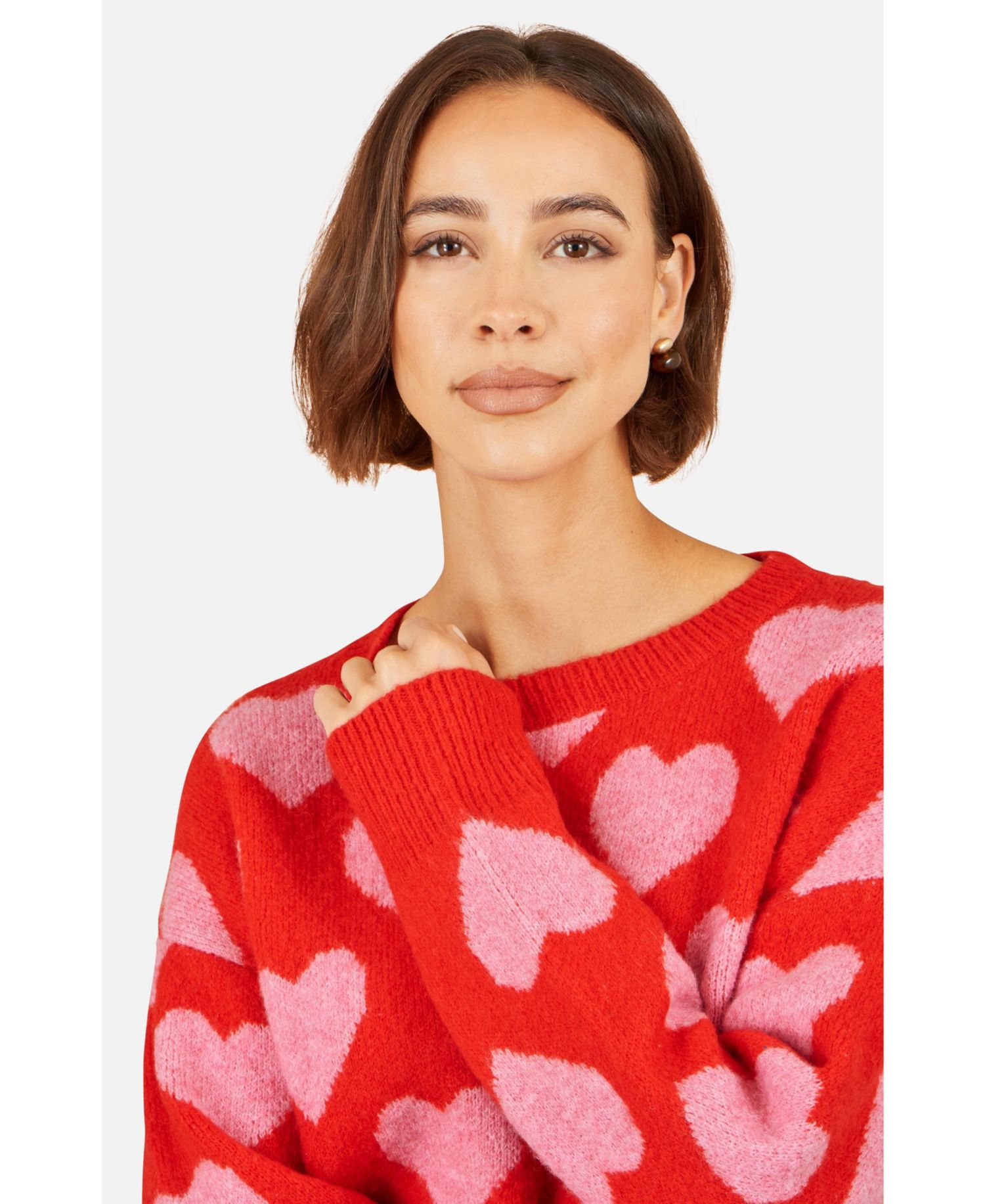 Women's Heart Intarsia Relaxed Jumper