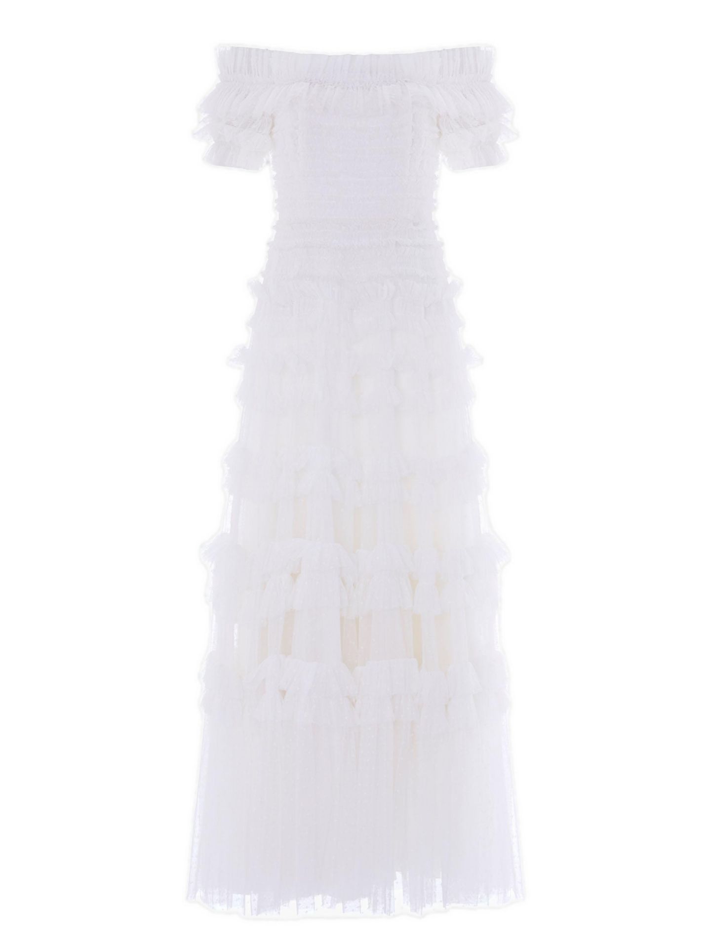 Женское платье Needle & Thread Lisette Ruffle Off Shoulder Gown, цвет: Белый — фото 3