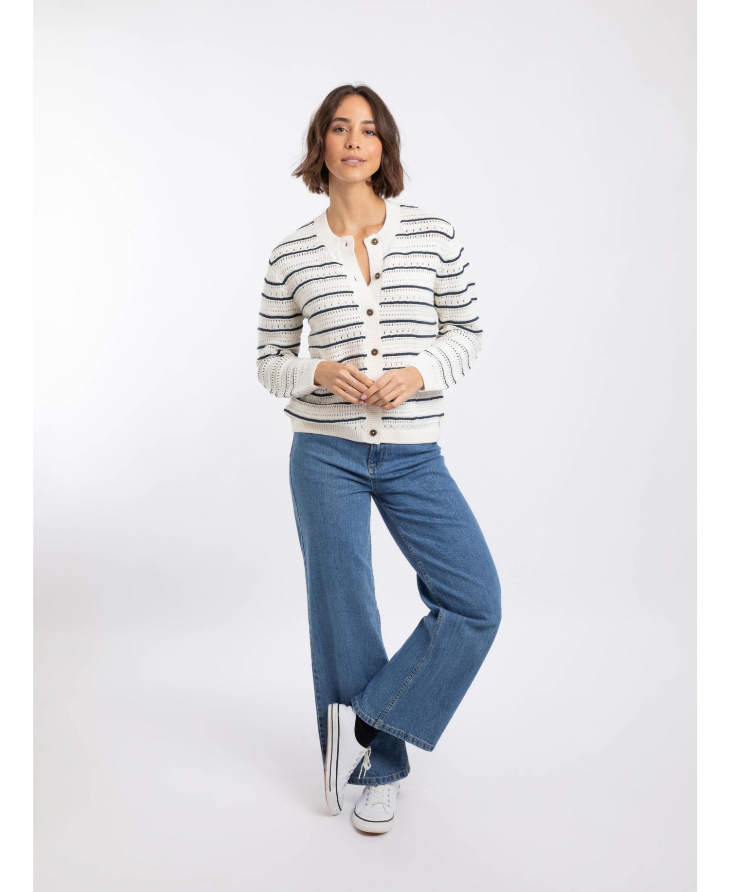 Women's Romilly Pointelle-Knit Striped Cardigan