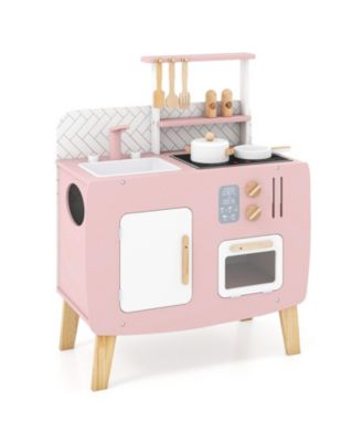 Four-Station Wooden Play Kitchen, 7-Piece Set, Ages 3+