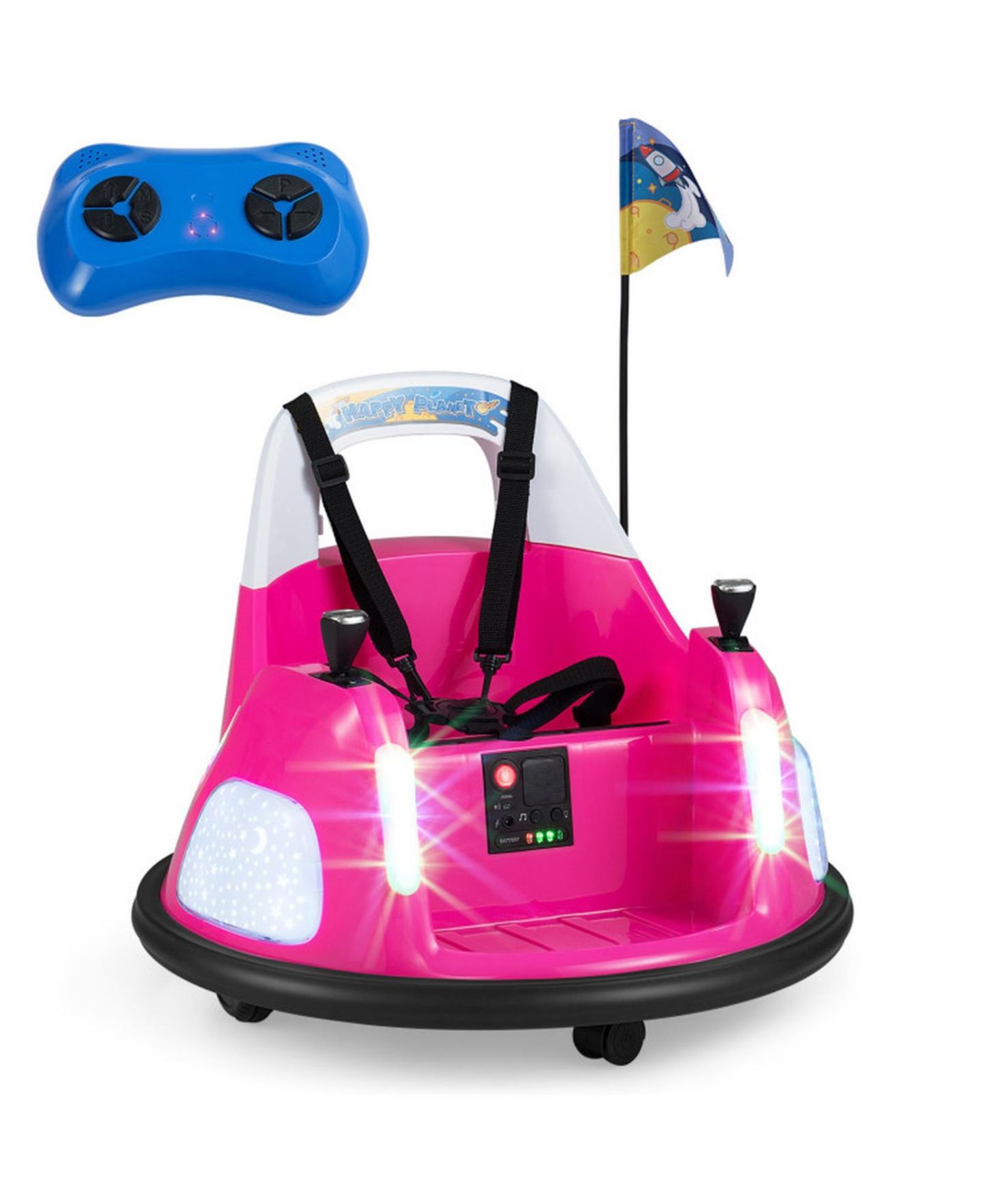 Детская игрушка HONGGE 12V Kids Ride On Bumper Car with Dual Joystick Control and Remote Control, Ages 18 Months+, цвет: Розовый — фото 11