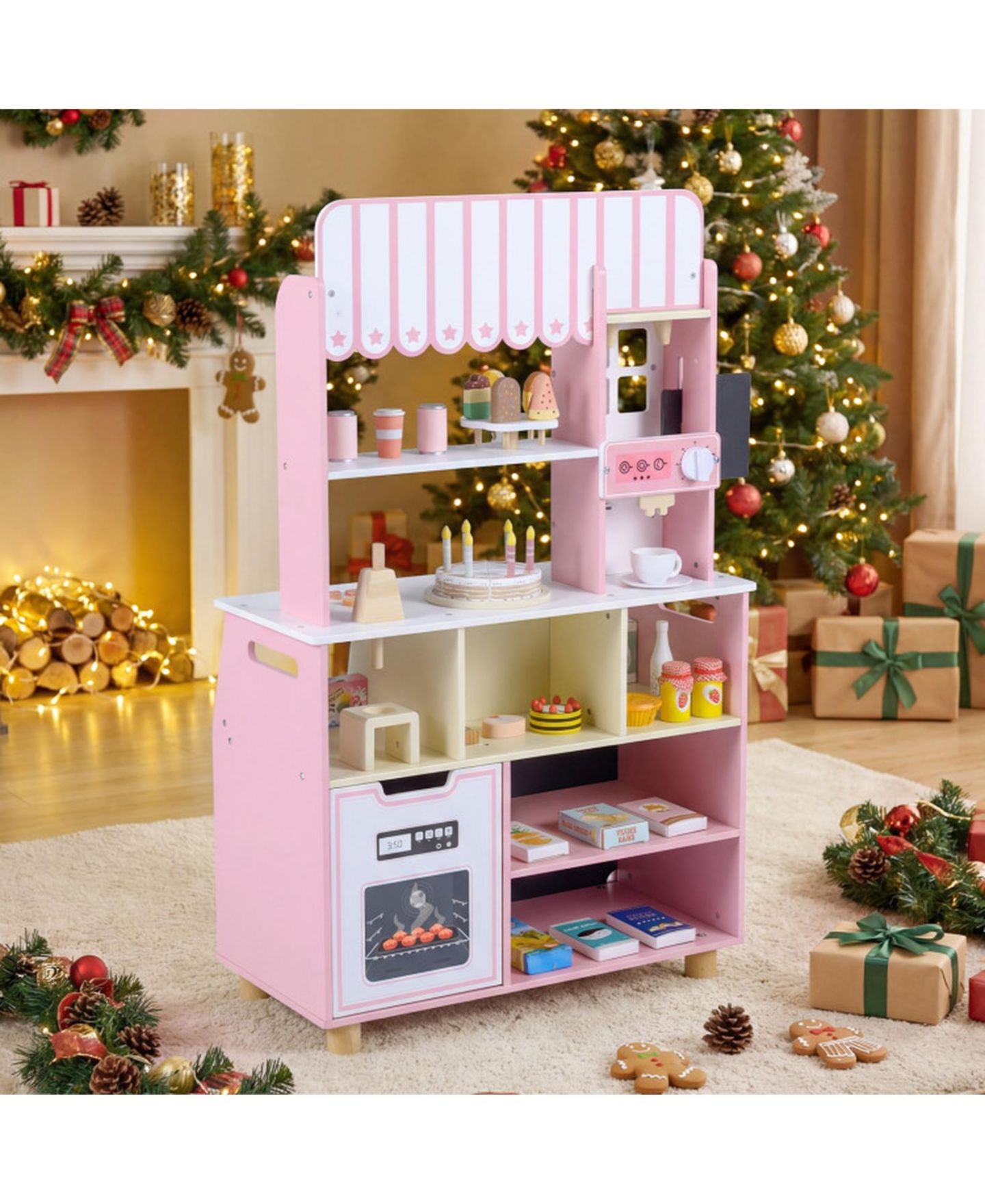 Детский игровой набор HONGGE Ice Cream Shop Rotating Popsicle Rack 27-Piece Playset, Ages 3+, цвет: Розовый — фото 2