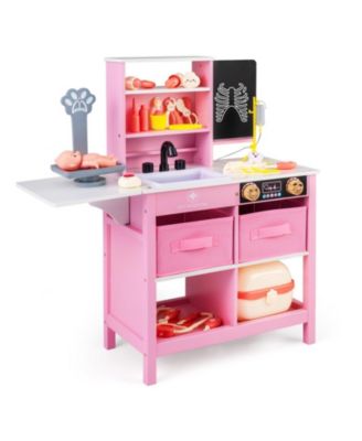 Wooden Doctor Office Playset with Folding Tabletop and Blackboard, Ages 3+