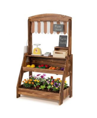 2-in-1 Wooden Mud Kitchen and Market Stand, 25-Piece, Ages 3+