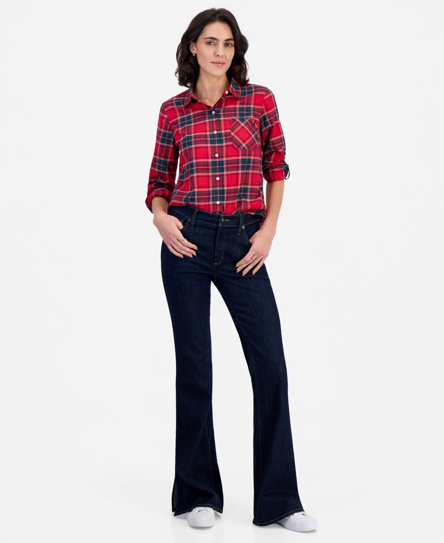 Women's Tartan Roll-Tab Shirt