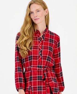 red tartan dress ladies Plaid bride white sweater