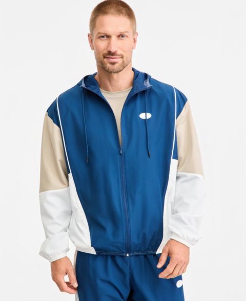 Мужская куртка Under Armour Rival Woven Regular-Fit, цвет: Тёмно-синий / Светло-бежевый